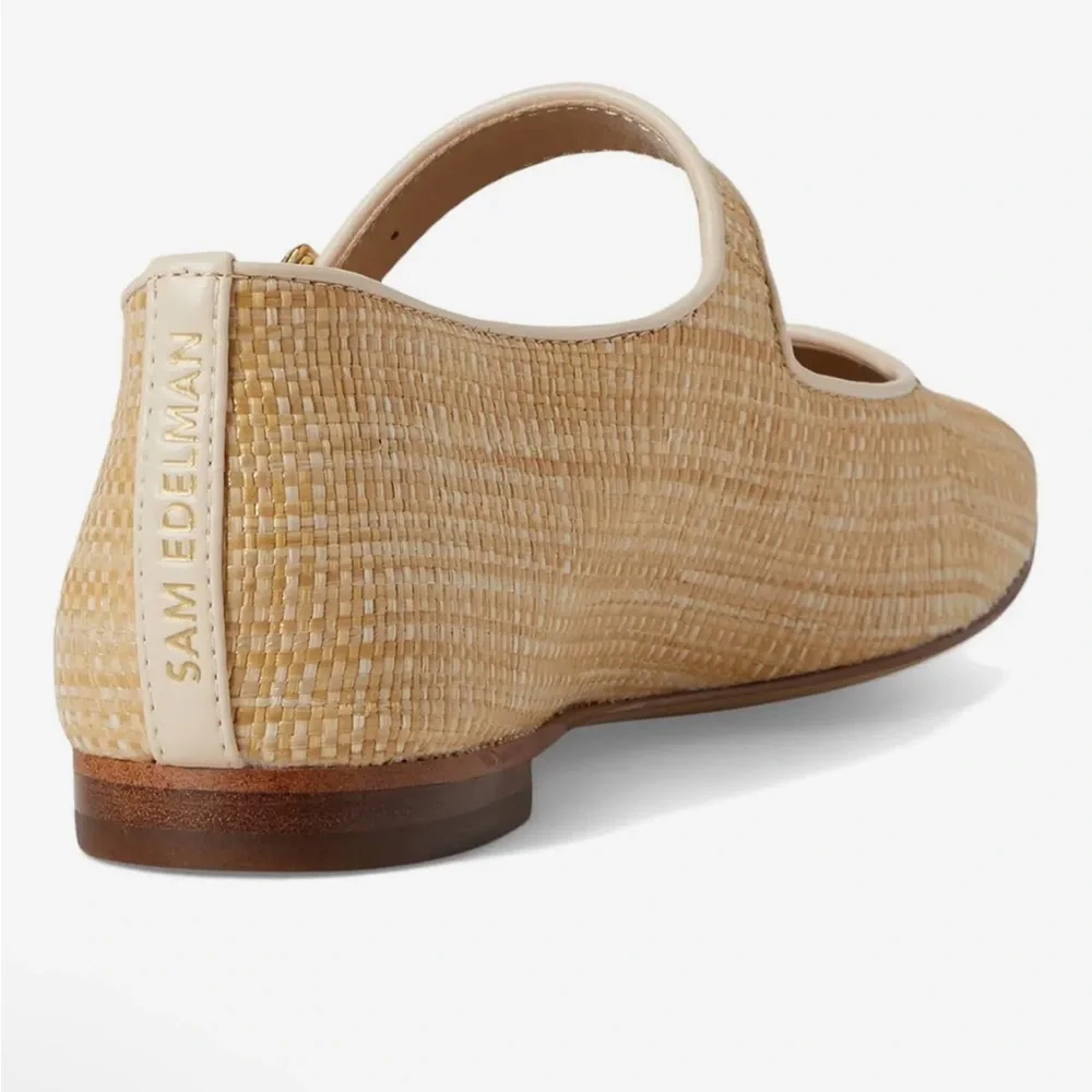 Sam Edelman Gold/Woven Mary Jane Flats Bleached/Beechwood - Picture 7 of 10